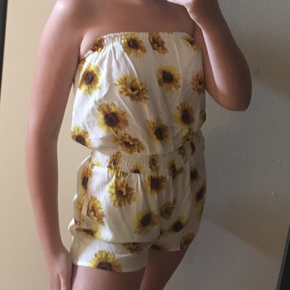 Summery Sunflower Tube Top Romper